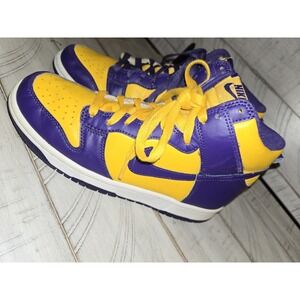 NIKE DUNK HI HIGH RETRO "LAKERS" 6 Youth/Women's Size 7.5 COURT PURPLE-YELLOW